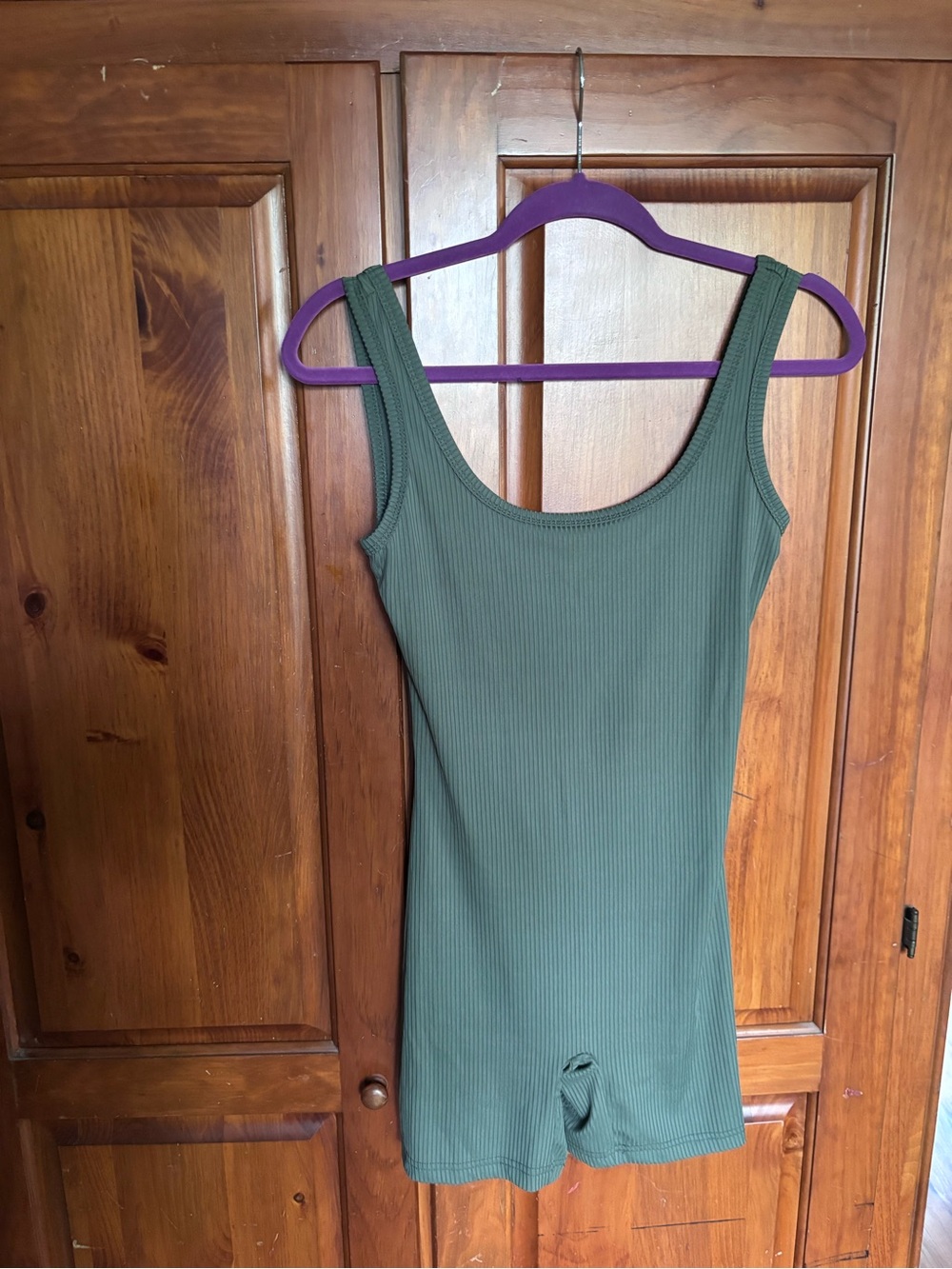 SHEIN Olive Green Ribbed Scoop Neck Bodysuit